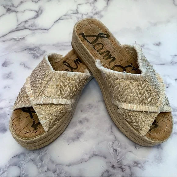 Sam Edelman Ashlynn sand weave crisscross platform sandals size 6.5 medium - Picture 2 of 13